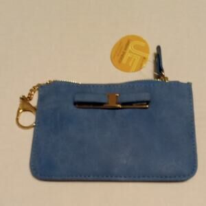 NWT Urban Energy Avenue Credit Card and Coin Purse Blue Clutch with Gold Accents